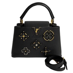 LOUIS VUITTON Capucines MM Monogram Flower Leather 2way Handbag Shoulder Bag Black 95684 5sbk-a2695684