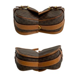CELINE Macadam Brown Triomphe Leather Shoulder Bag Pochette 56022