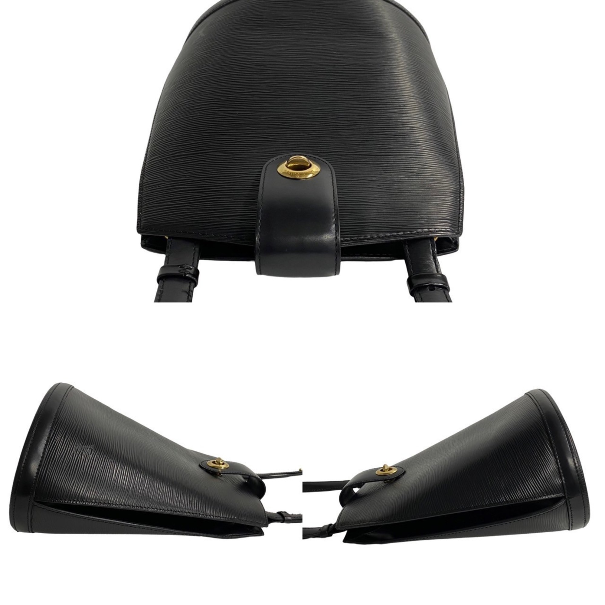 LOUIS VUITTON Cluny Turnlock Epi Leather Shoulder Bag Pochette Noir 21464