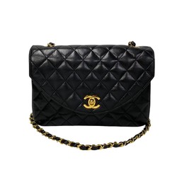 CHANEL Chanel Matelasse 22cm Coco Mark Turnlock Lambskin Leather Shoulder Bag Black 14007 230318rvk-14007