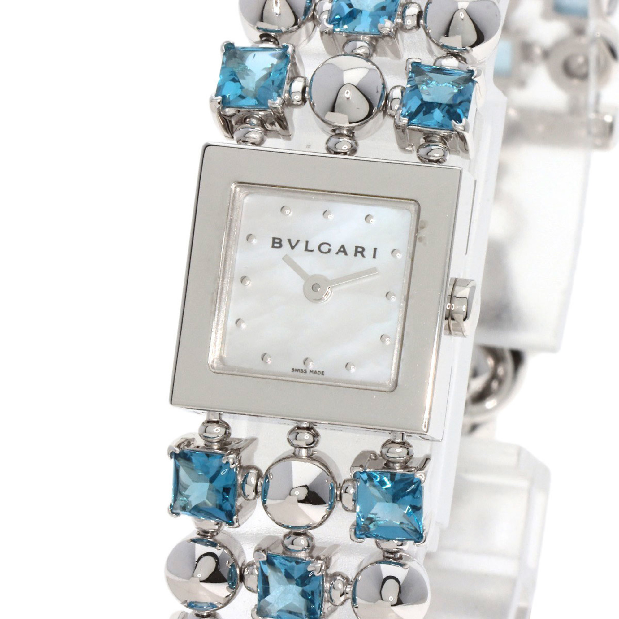 BVLGARI LUW16G Lucia Blue Topaz Watch K18 White Gold K18WGxBlue Ladies