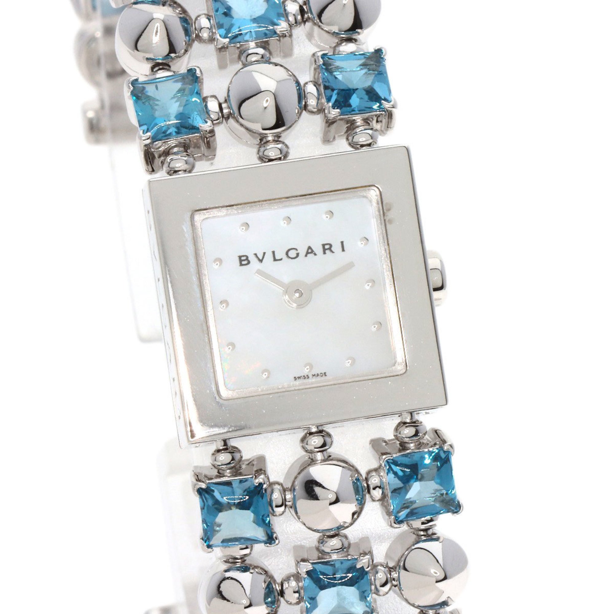 BVLGARI LUW16G Lucia Blue Topaz Watch K18 White Gold K18WGxBlue Ladies