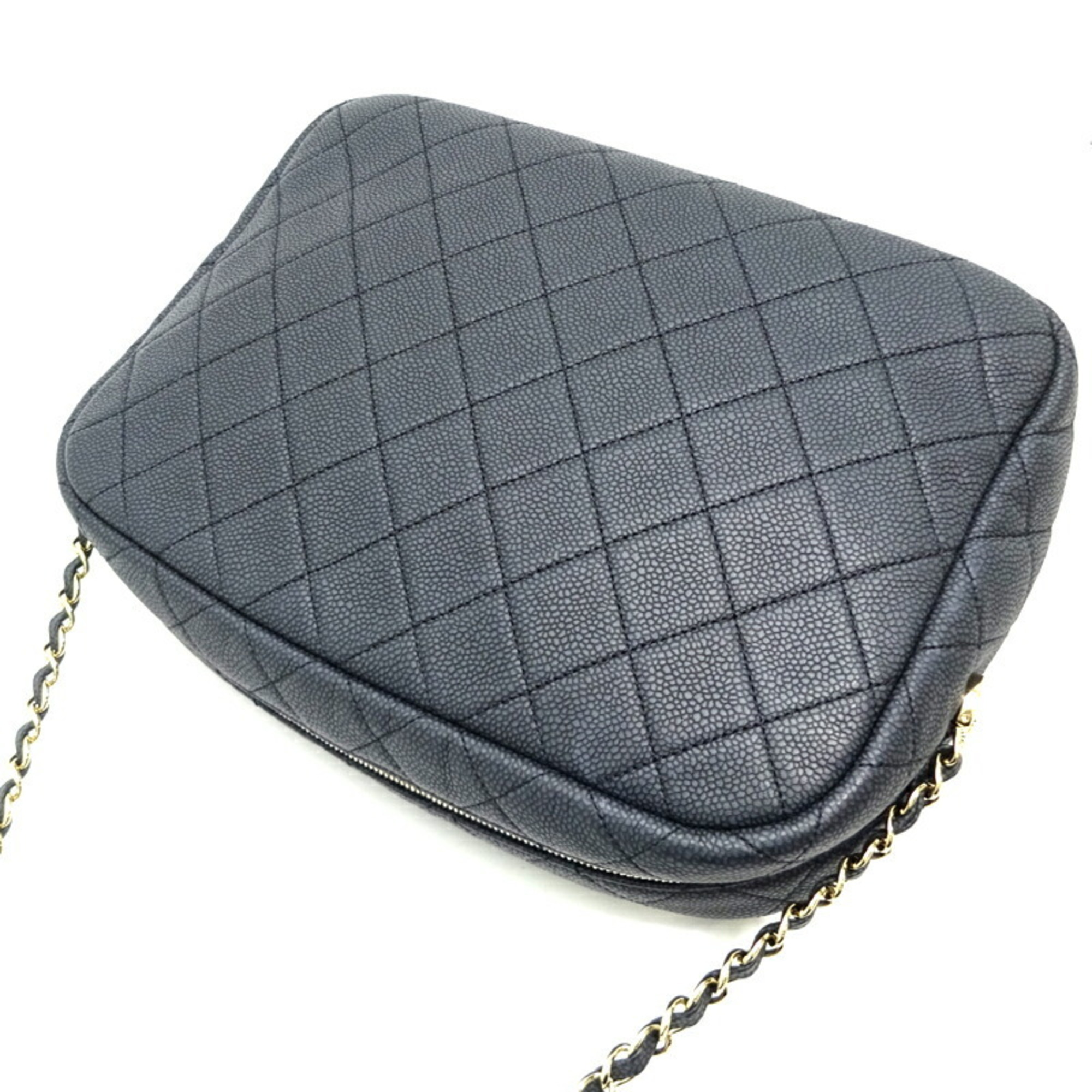 Chanel Chain Women's Shoulder Bag Caviar Skin Dark Grey