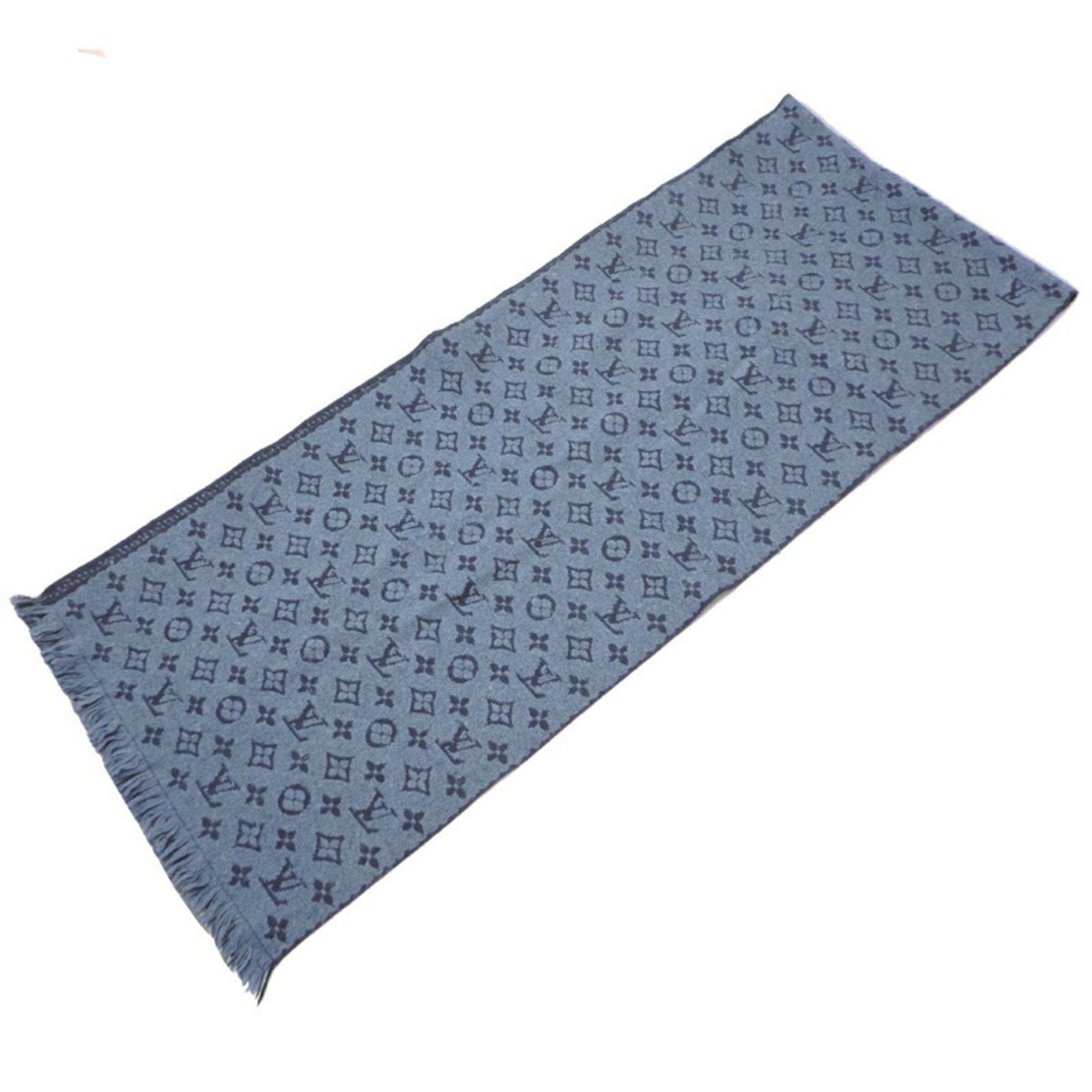 Louis Vuitton Echarpe Monogram Classic Women's and Men's Scarf M78525 Wool Blue Marine (Blue)