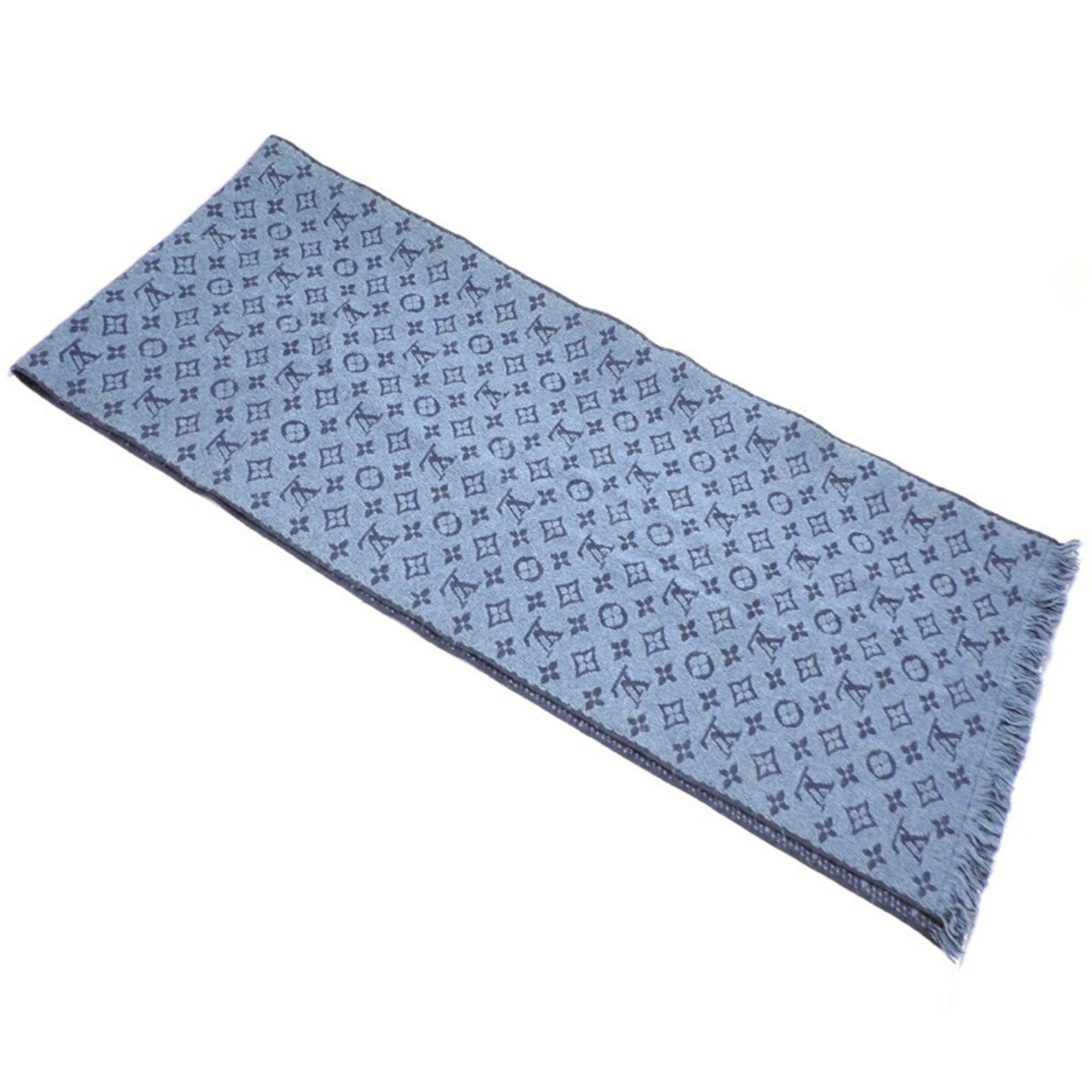 Louis Vuitton Echarpe Monogram Classic Women's and Men's Scarf M78525 Wool Blue Marine (Blue)