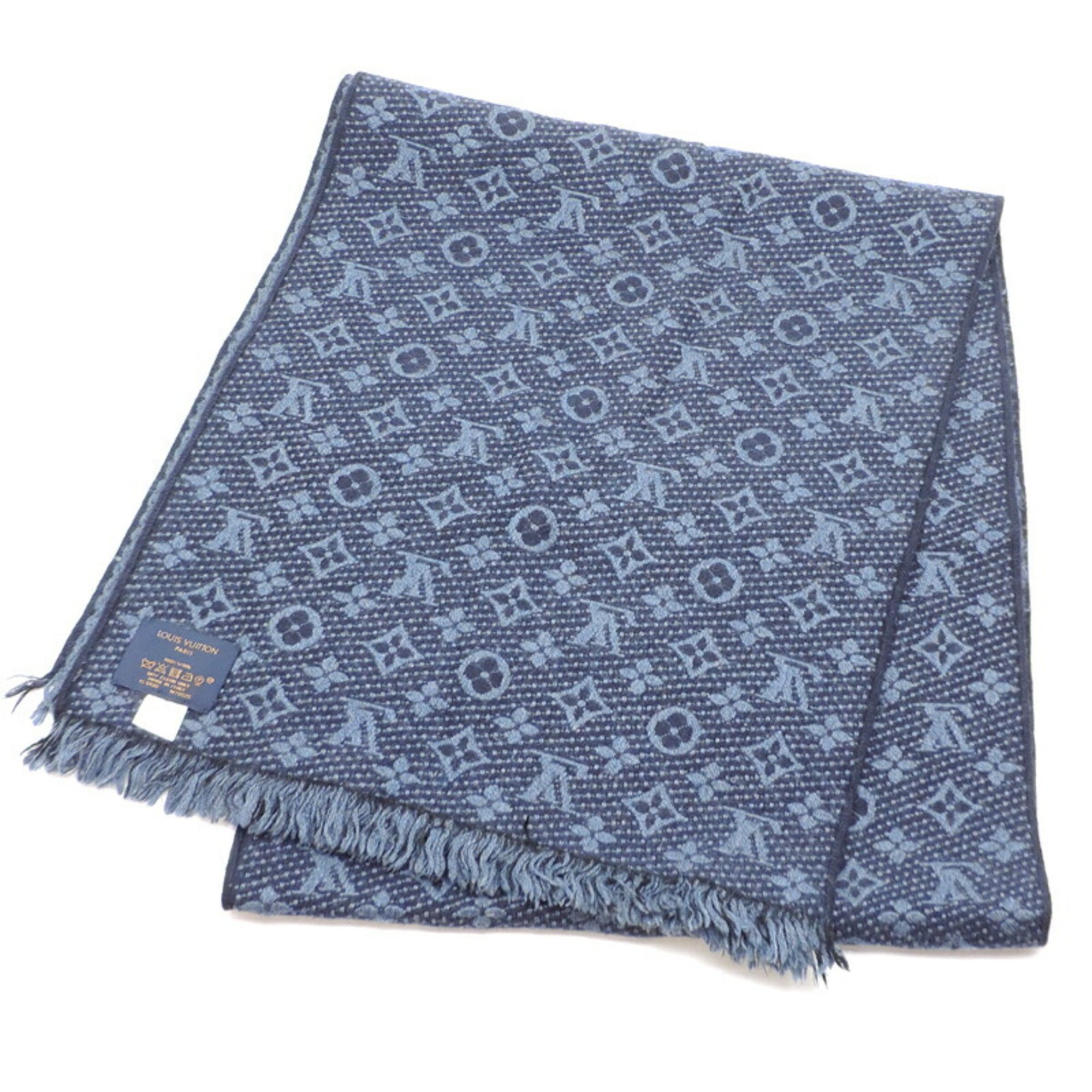 Louis Vuitton Echarpe Monogram Classic Women's and Men's Scarf M78525 Wool Blue Marine (Blue)