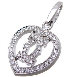 Cartier 2C Heart Diamond Ladies Pendant B3015300 750 White Gold