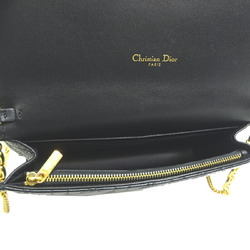 Christian Dior Cannage Chain Wallet Women's Shoulder Bag S5134UWHC Leather Black