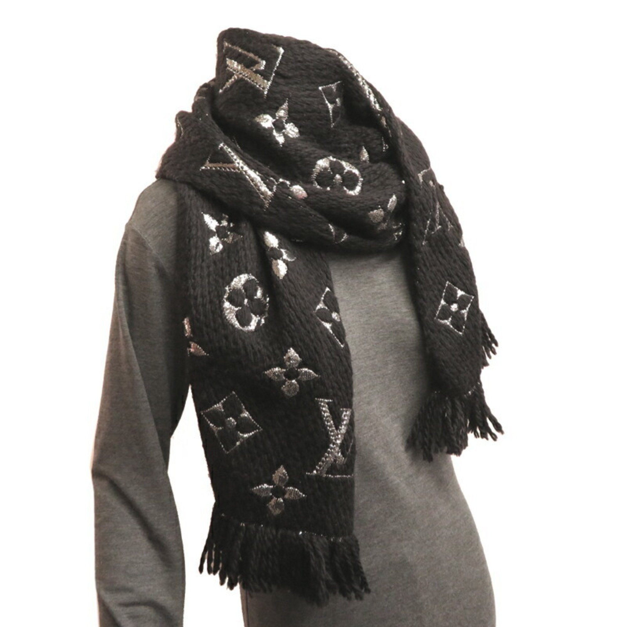 Louis Vuitton I Charpe Mania Women's and Men's Scarf M75833 Wool Black