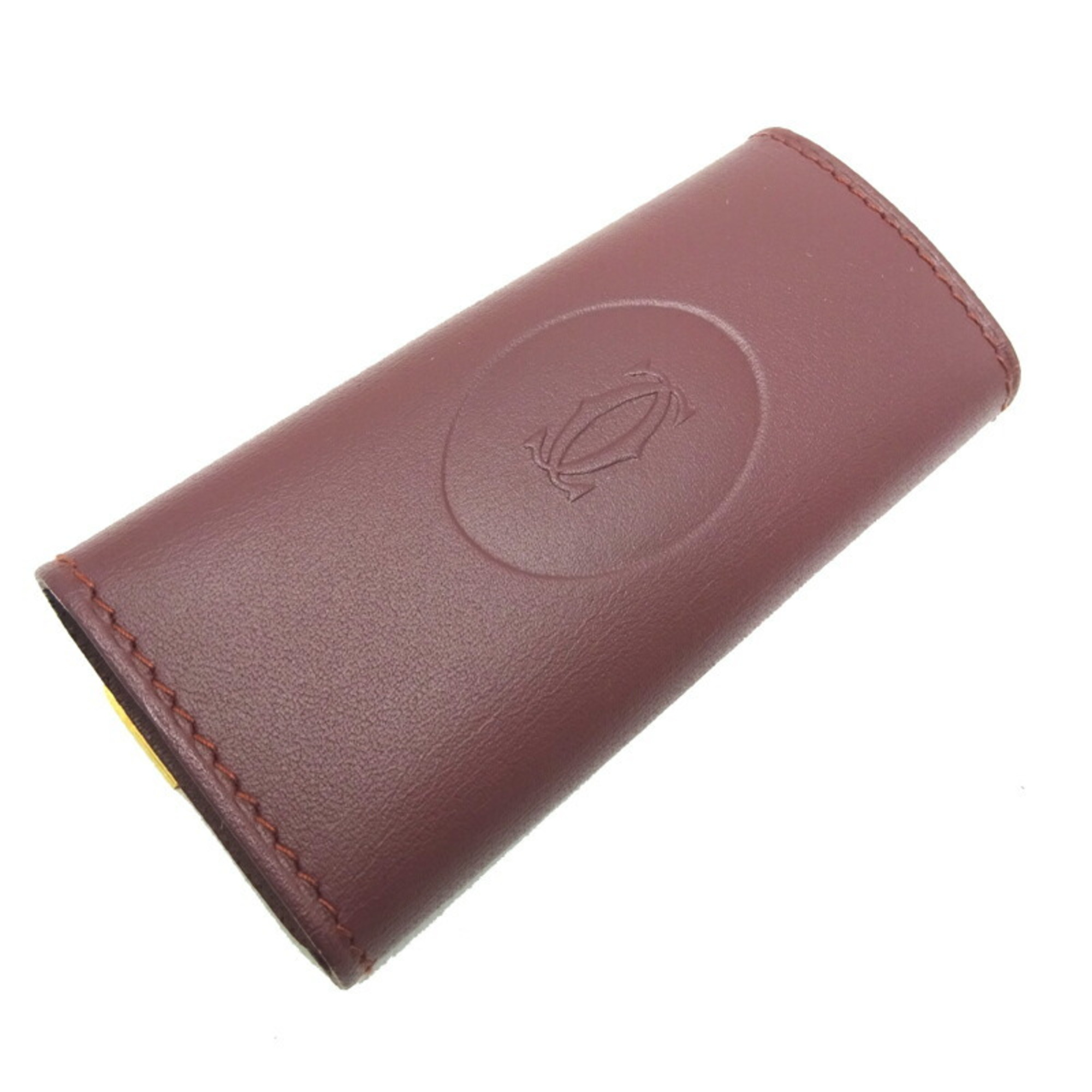 Cartier Must Line 4-ring ladies key case in leather, Bordeaux