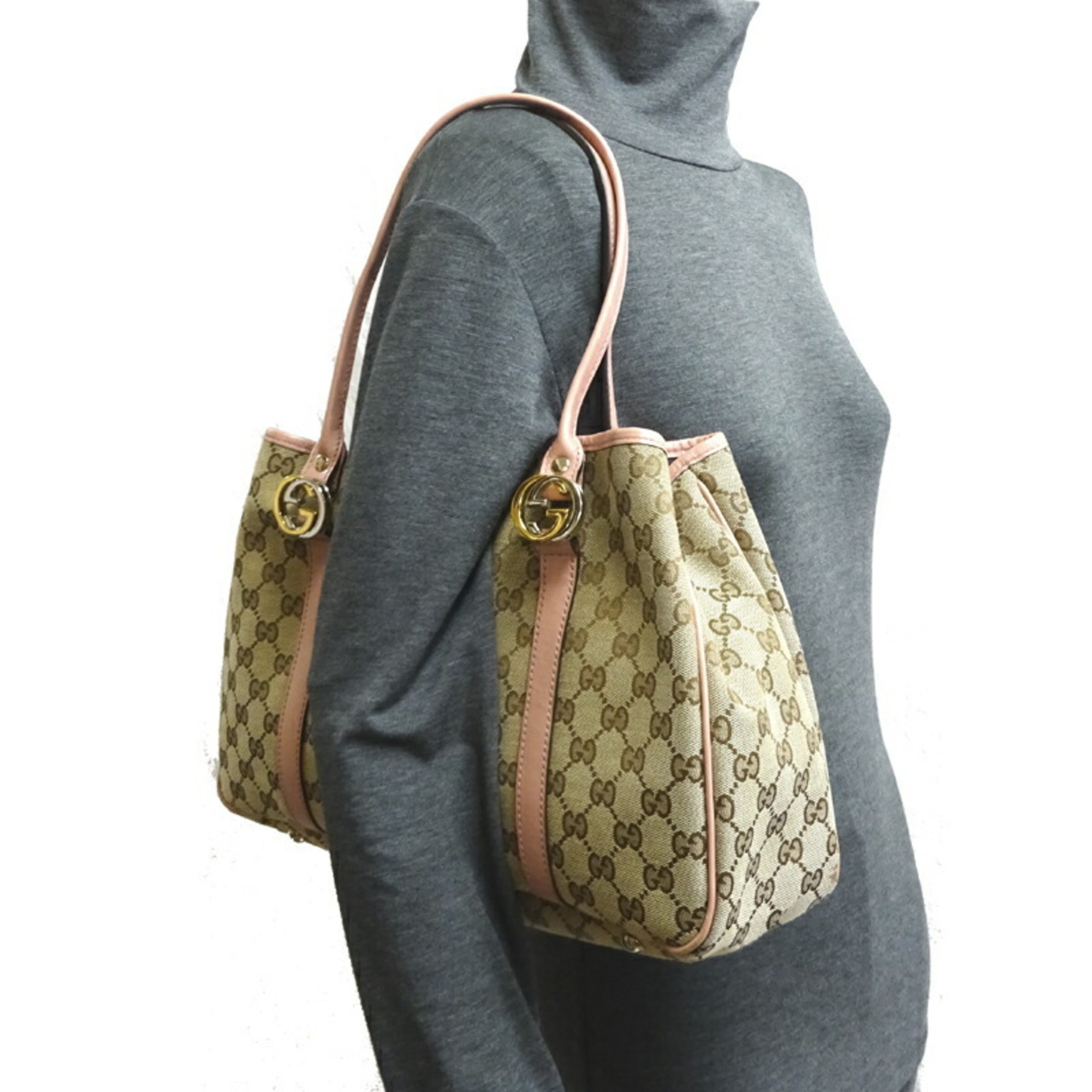 Gucci GG Tote Bag Women's Shoulder 232957 Canvas Beige