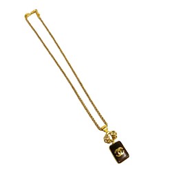 CHANEL Chanel 97A Engraved Coco Mark Wood Necklace Pendant Gold 32739 5sbk-np032739