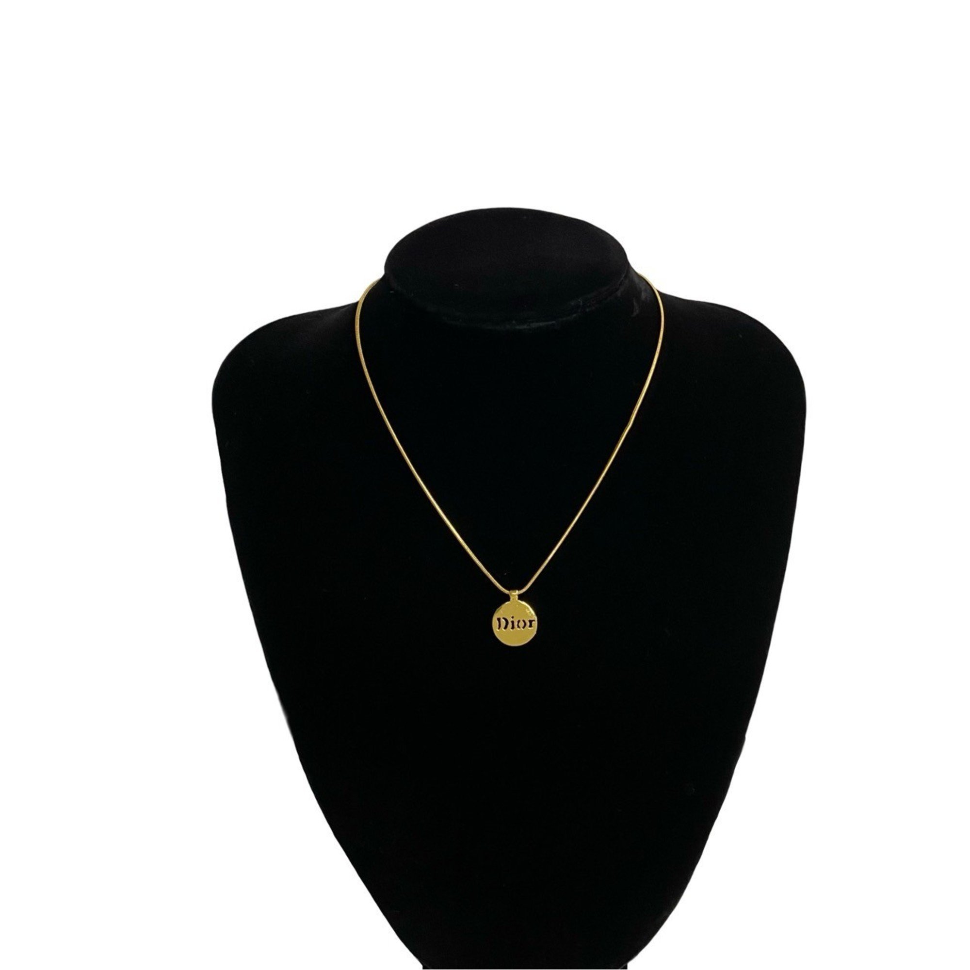 Christian Dior Motif Plate Chain Necklace Pendant Gold Women Men 19650