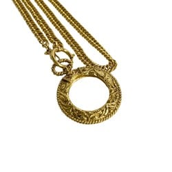 CHANEL Chanel Magnifying Glass Coco Mark Chain Long Necklace Pendant Gold 26904
