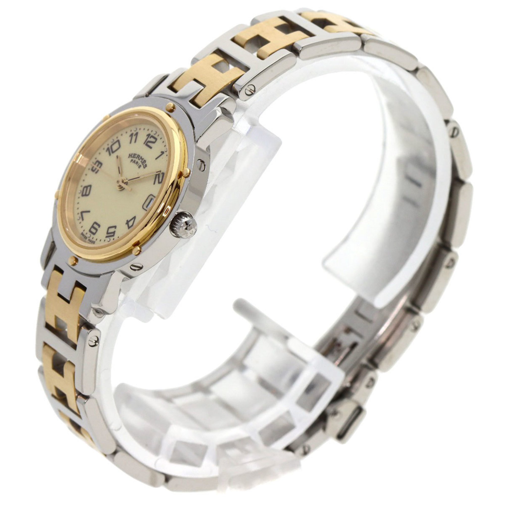 Hermes CL4.220 Clipper Watch Stainless Steel SSxGP Ladies HERMES