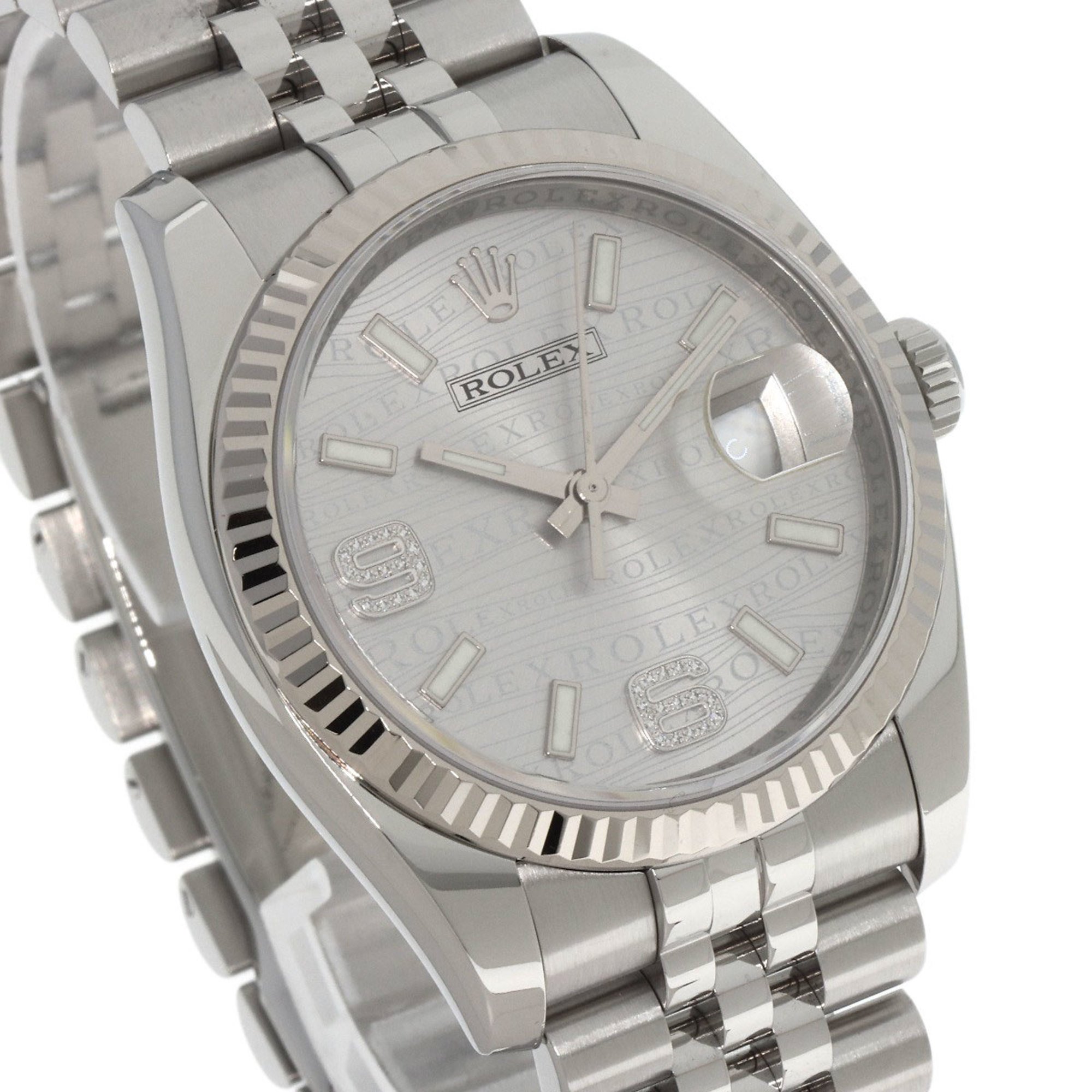 Rolex 116234 Datejust 36 Wave Diamond Watch Stainless Steel SS SSxK18WG Men's ROLEX