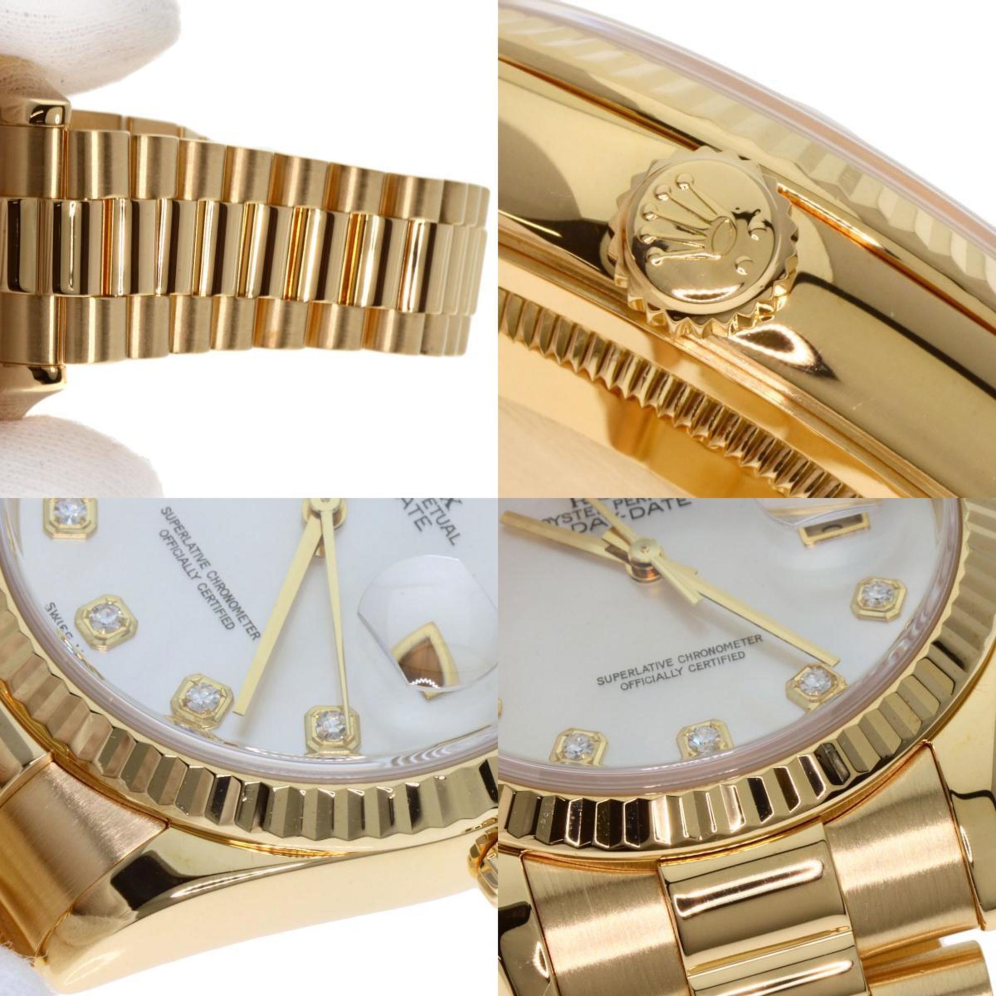 Rolex 118238NG Day Date 10P Diamond Watch K18 Yellow Gold K18YG Men's ROLEX