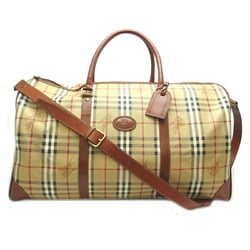 Burberry Women's and Men's Boston Bag in Beige PVC Coated Canvas