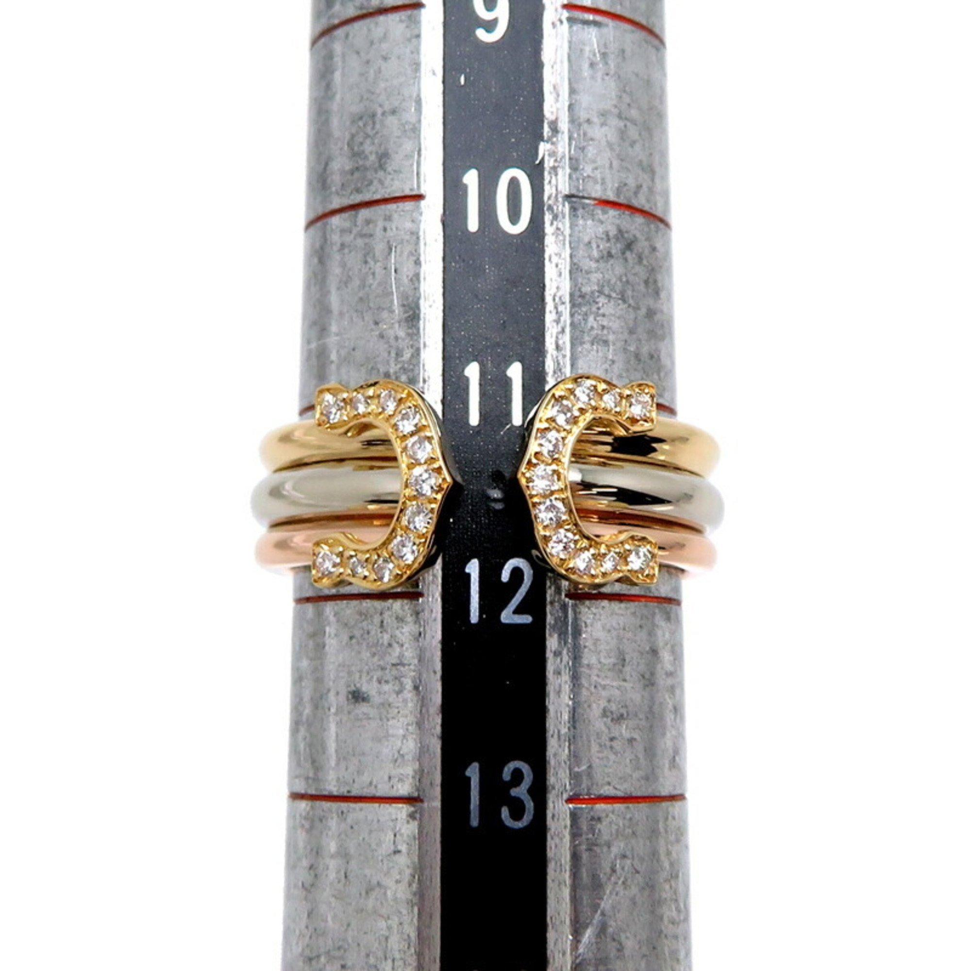 Cartier #51 2C Diamond Ladies Ring, 750 Yellow Gold, Size 11