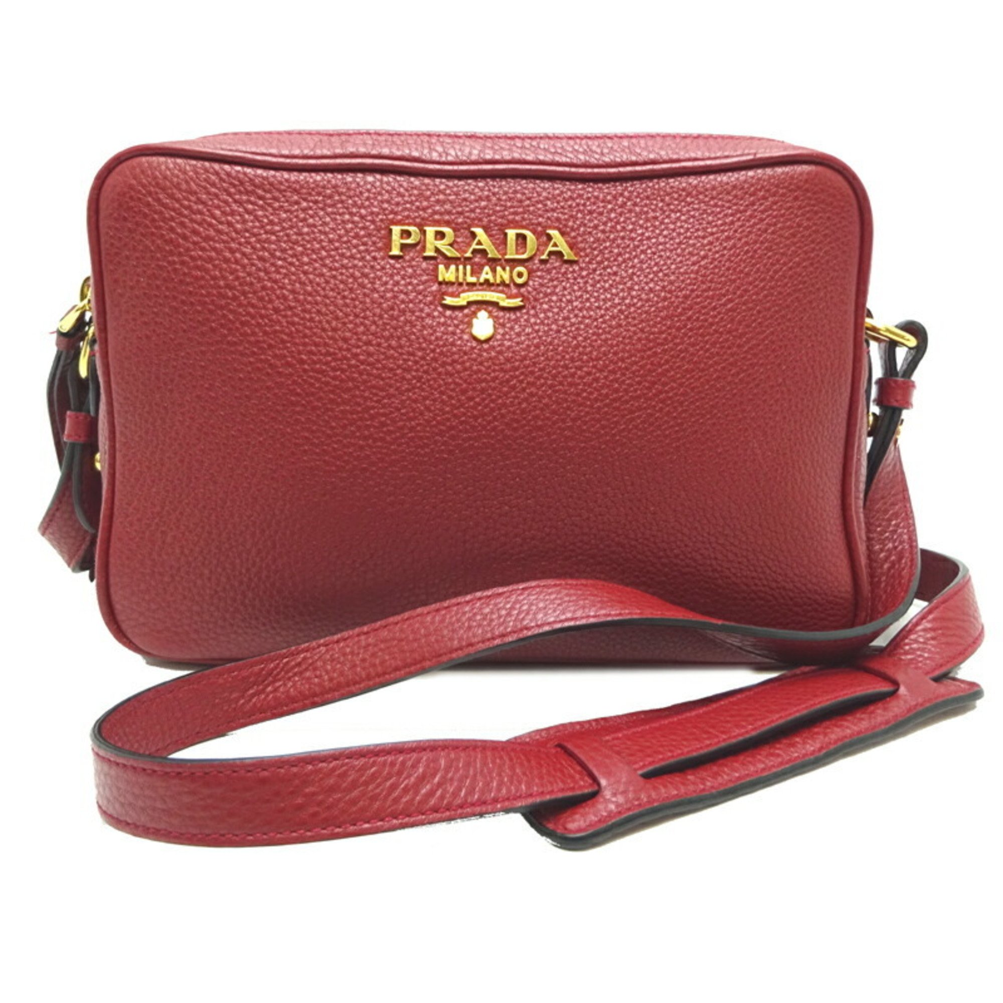 Prada Women's Shoulder Bag Leather Red