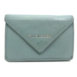 Balenciaga Paper Wallet Women's Tri-fold 3991446.4005 Leather Pastel Light Blue