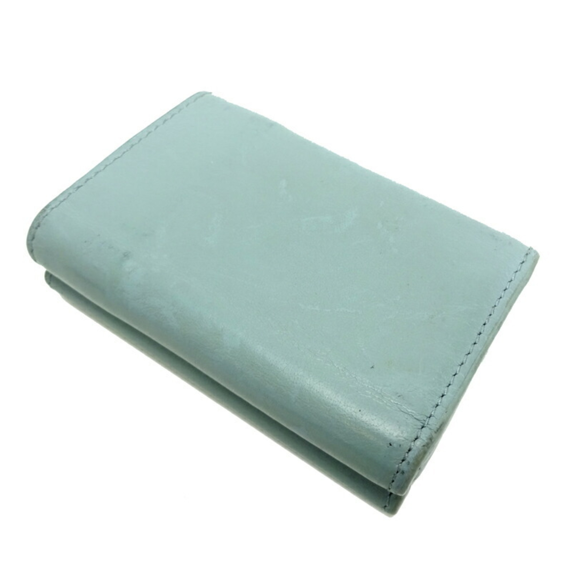 Balenciaga Paper Wallet Women's Tri-fold 3991446.4005 Leather Pastel Light Blue