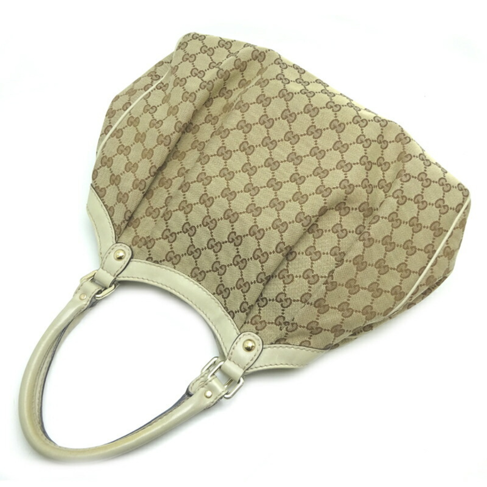 Gucci Sukey Interlocking G Tote Bag Women's Shoulder 211944 Leather Beige