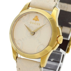 Gucci YA126580 G Timeless Watch GP Leather Ladies GUCCI