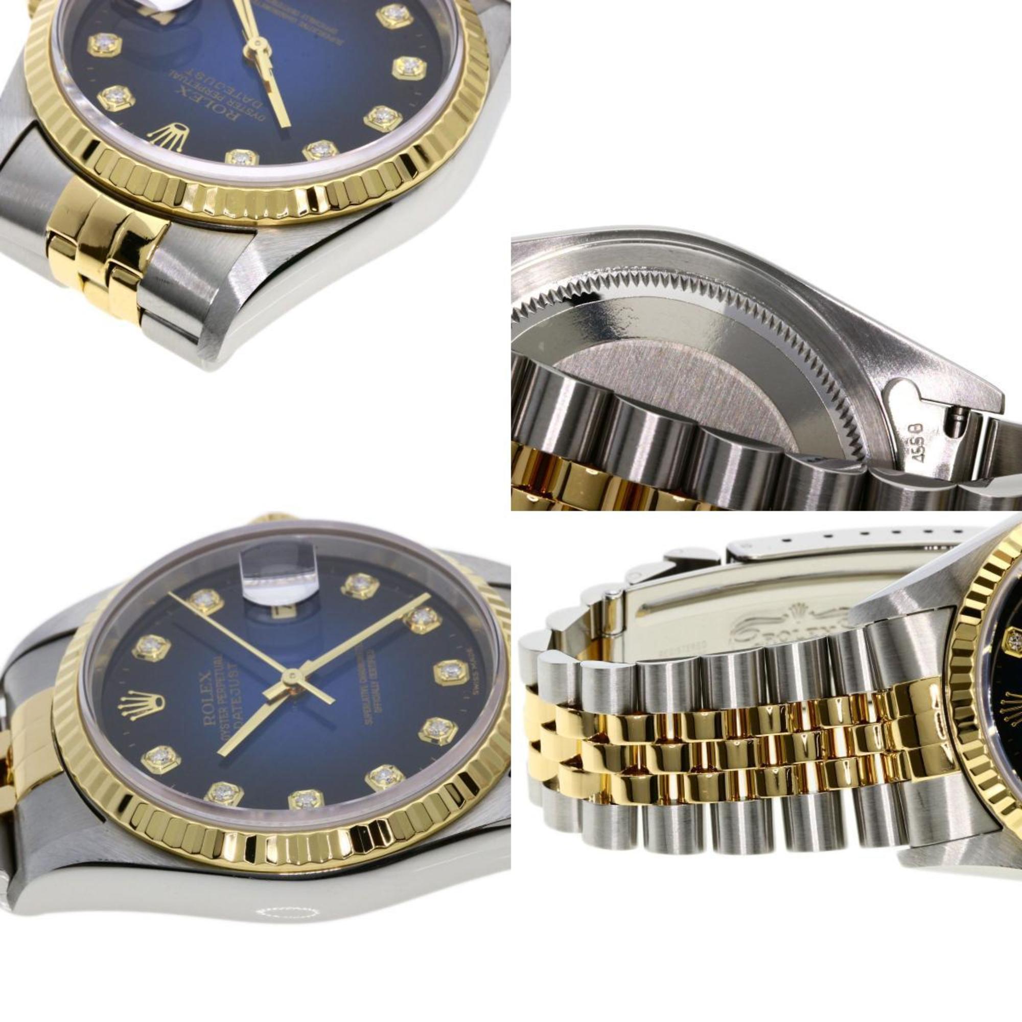 Rolex 16233G Datejust 10P Diamond Blue Gradient Watch Stainless Steel SSxK18YG K18YG Men's ROLEX