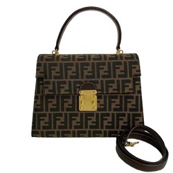 FENDI Zucca pattern FF metal fittings canvas leather 2way handbag shoulder bag brown 21853 763k763-21853