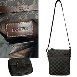 LOEWE Anagram Leather Shoulder Bag Pochette Sacoche Brown 1kmk732-7