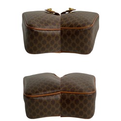 CELINE Macadam Blason Ring Hardware Leather Shoulder Bag Pochette Sacoche Brown 21704
