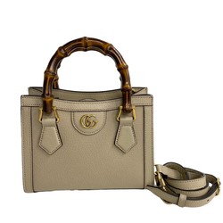GUCCI Diana Tote Bamboo Leather 2way Handbag Shoulder Bag Beige 17931 762k762-17931