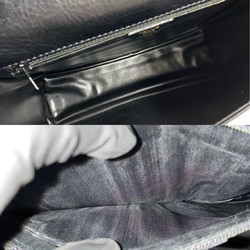 CELINE 72538 Leather 2-way Handbag Shoulder Bag with Ring Hardware, Black
