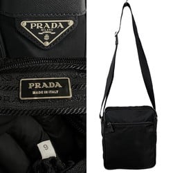 PRADA Prada Triangle metal fittings Nylon Saffiano leather Shoulder bag Pochette Black 37081