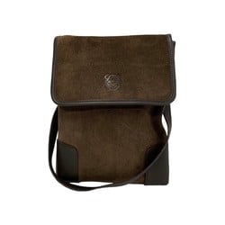 LOEWE Anagram Suede Leather Shoulder Bag Pochette Sacoche Brown 784-3