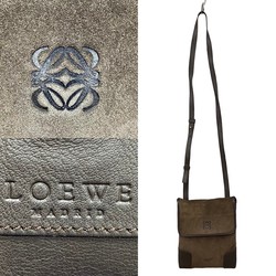 LOEWE Anagram Suede Leather Shoulder Bag Pochette Sacoche Brown 784-3