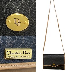 Christian Dior Honeycomb Pattern Metal Fittings Leather Shoulder Bag Pochette Sacoche Gray 58596