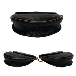 Christian Dior CD metal fittings leather shoulder bag pochette black 84606