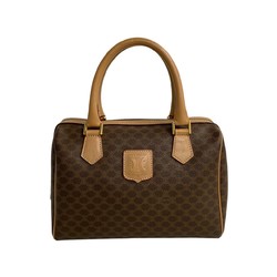 CELINE Macadam Blason Triomphe Leather Handbag Boston Bag Brown 20989