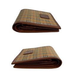 Burberrys Nova Check Leather Canvas Bi-fold Compact Wallet Brown 99576