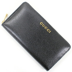 Gucci Long Wallet Round GUCCI Script Zip Around Black Calf Leather Men Women 772642 T4953-r