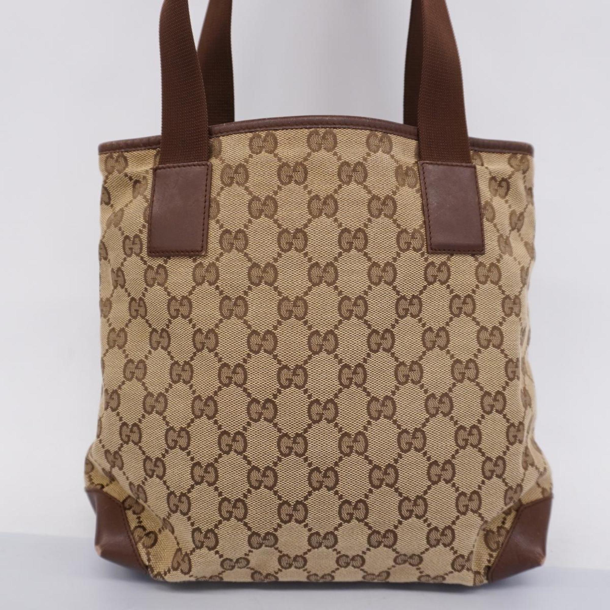 Gucci Tote Bag GG Canvas 019 0402 Leather Brown Women's