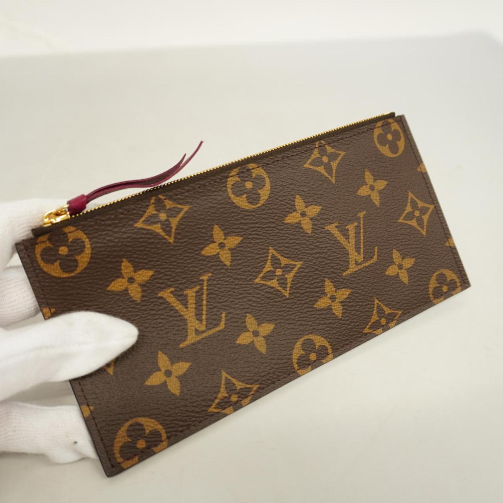Louis Vuitton Shoulder Wallet Monogram Pochette Felicie M61276 Fuchsia Brown Women's