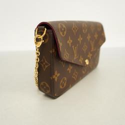 Louis Vuitton Shoulder Wallet Monogram Pochette Felicie M61276 Fuchsia Brown Women's