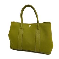 Hermes Tote Bag Garden PM J Stamp Toile Officier Country Anise Green Women's