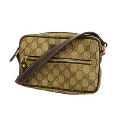 Gucci Shoulder Bag GG Supreme 201447 Brown Champagne Women's