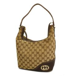 Gucci Shoulder Bag GG Canvas 182491 Brown Champagne Women's