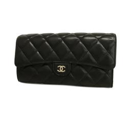 Chanel Long Wallet Matelasse Lambskin Black Women's