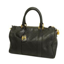 Chanel handbag bicolor lambskin black ladies
